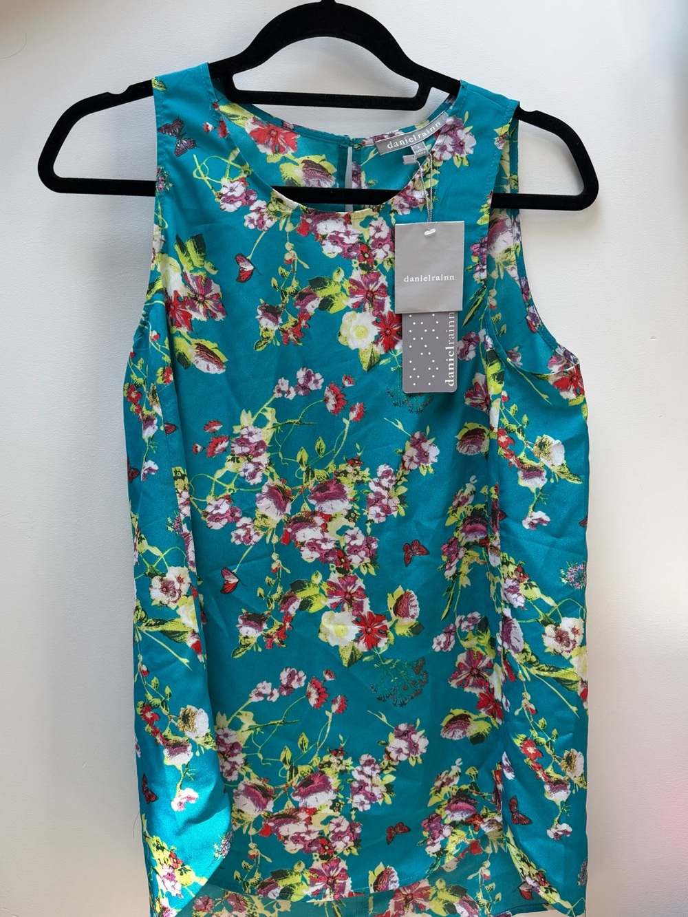 Daniel Rainn Turquoise Floral Sleeveless Tank Top